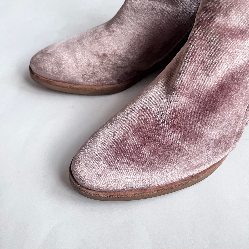 Dolce Vita Pink Velvet Ankle Boots Booties Size 8.5 - Picture 6 of 13